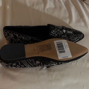 Chico's Black and Silver Embellished Loafers